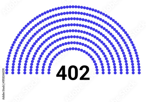 Hemicycle 402 seats - 8 rows