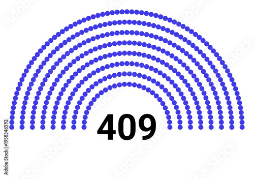 Hemicycle 409 seats - 8 rows