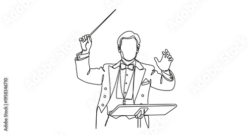 Orchestra Conductor Leading Music Performance with Baton
