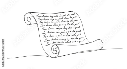 Handwritten Scroll with Calligraphy and Text