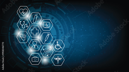 Health care icon pattern medical innovation concept background design.