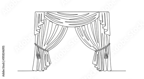 Elegant Drape Curtain Swag Valance with Tassels - Drawing