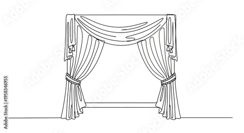 Draped Fabric Archway with Swags and Tiebacks, Elegant Drapery Design