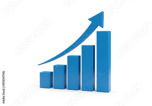 Blue 3d bar chart with upward trend arrow isolated on white background Free Download Blue 3d bar chart with upward trend arrow isolated on white background - GFXLoad