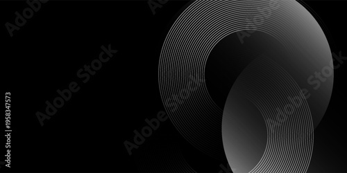 Modern Black and Silver Concentric Line Art Background