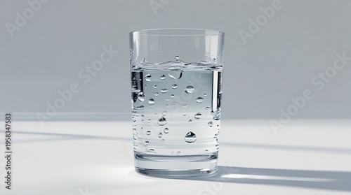 clear glass of water with condensation droplets, minimal style