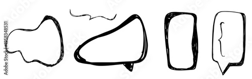 Pencil  doodle Textured Hand Drawn Chalk  childish, crayon Speech Bubble, scribble Cloud And Frame Box