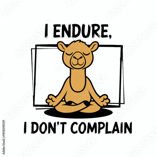 Cartoon camel in meditation position.