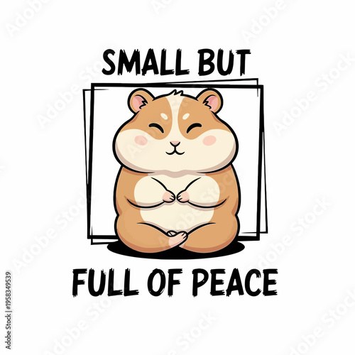 Cute hamster with closed eyes sitting.