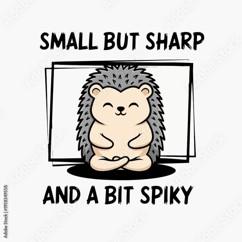 Cute cartoon hedgehog in meditation.