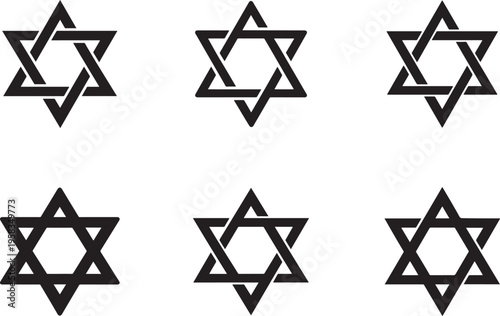 David star vector icons set with Israel religious symbol flat design clean editable EPS files.