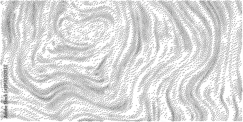 Pointillism style topography illustration, black dots, topographic contour lines map