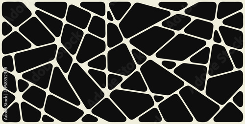 Abstract geometric broken background forming different shapes. Monochrome Voronoi chaotic crack pattern.  Modern vector illustration 