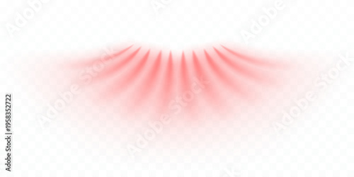 Wind conditioner stream isolated on transparent background. Vector hot air flow effect, warm windy blowing element. Red light wave or water spray