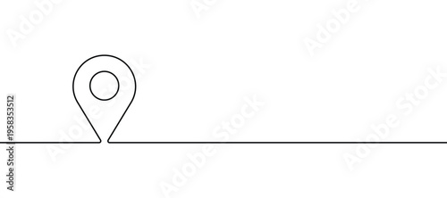 Minimalist Single Line Map Pin Icon with Continuous Path Drawing for Modern Navigation Web Header and Simple Location Journey Design