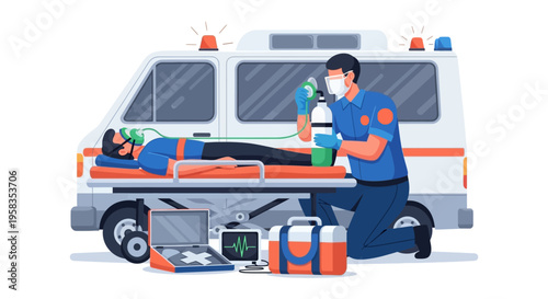 Paramedic providing emergency medical care to patient.