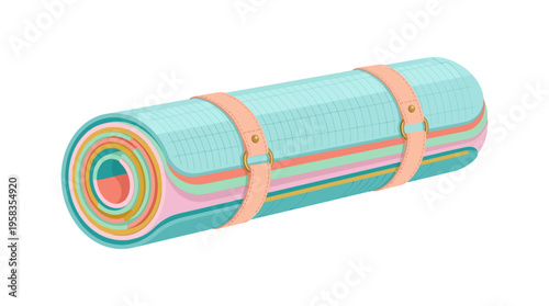 Rolled Up Yoga Mat with Straps.