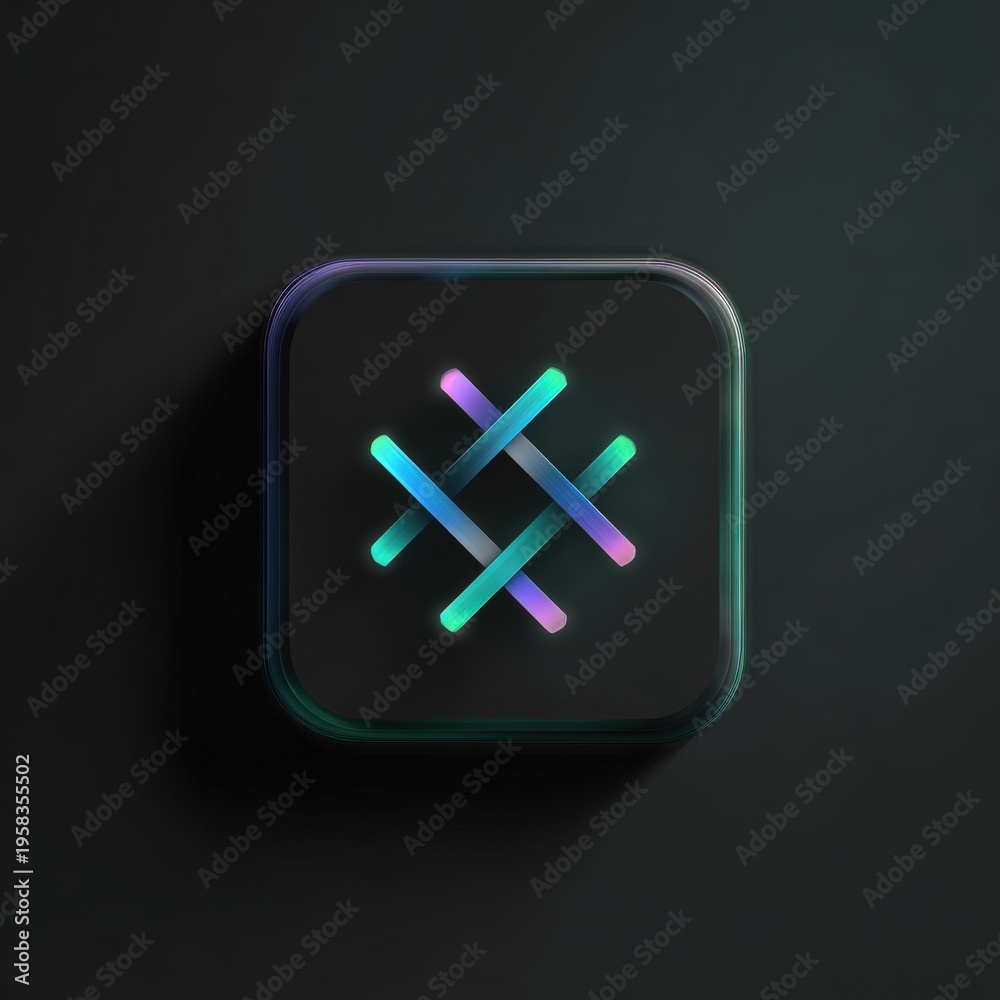 Obraz premium Abstract glowing geometric logo design on a dark background, showcasing modern aesthetics