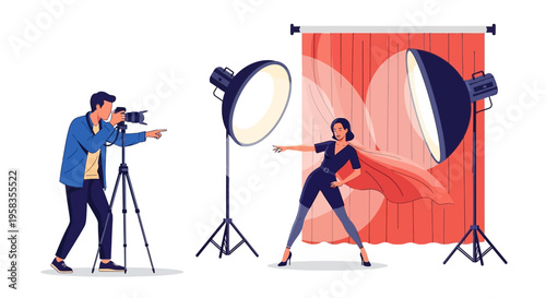 Photographer Captures Model Posing in Studio.