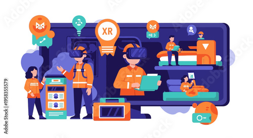 People Experiencing Extended Reality Technology.