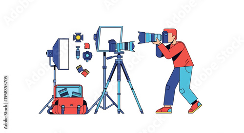 Photographer Capturing Moment with Professional Camera Gear.