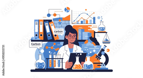 Scientist Woman Working in Laboratory with Equipment.