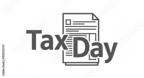 A minimalist vector graphic illustration of a Tax Day logo with a document icon