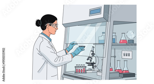 Scientist working in a laboratory with equipment.