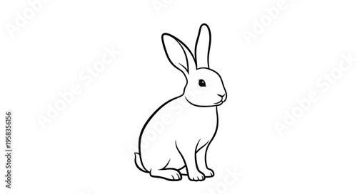 Simple illustration of a white rabbit sitting upright.