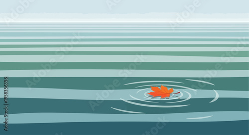 Single orange fish swimming in blue green water ripples.