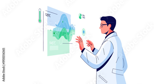 Scientist Analyzing Futuristic Data Interface.
