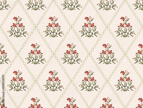 Vector Hand drawn colourful geometric flowers Motifs African boho paisley, seamless patterns with floral for fabric Ethnic Indian Pattern, textiles, clothing, wrapping paper, backdrop, banner.
