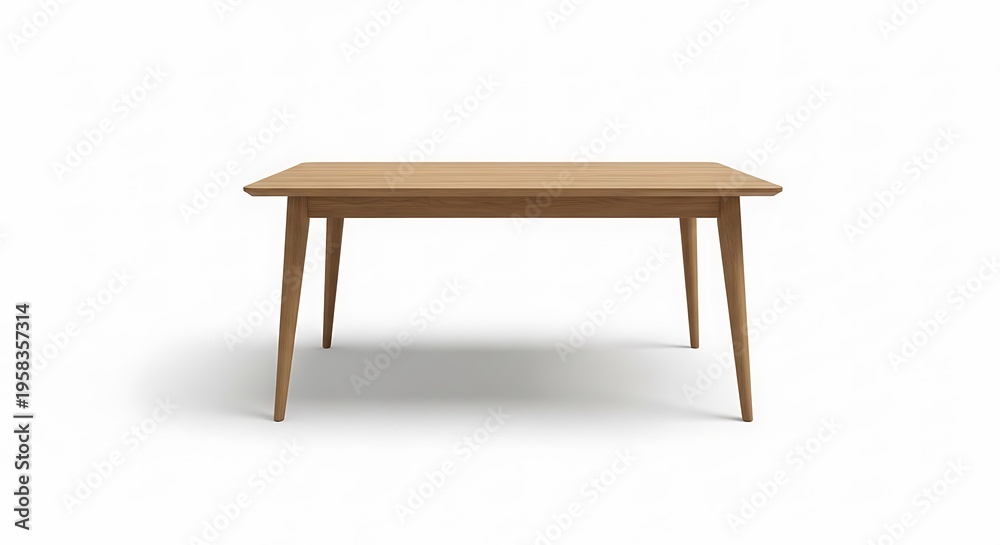 Fototapeta premium A Modern Wooden Table With Four Tapered Legs And A Rectangular Top