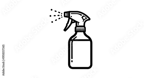 Spray bottle icon with liquid spraying from nozzle.
