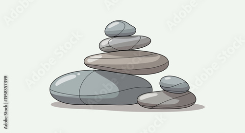 Stack of balanced grey stones for meditation and zen.