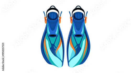Pair of Blue and Teal Scuba Diving Fins.