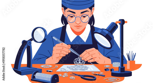 Skilled Artisan Crafting Intricate Jewelry with Precision Tools.