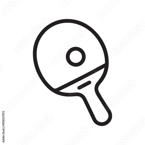 Table Tennis Racket and Ball Professional Ping Pong Sports Equipment Linear Vector Icon