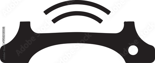 Abstract Bridge Structure with Wireless Signal Waves Minimalist Iconography Communication Concept