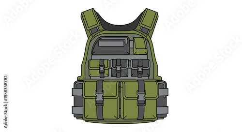 Tactical Vest with Multiple Pouches and Straps.