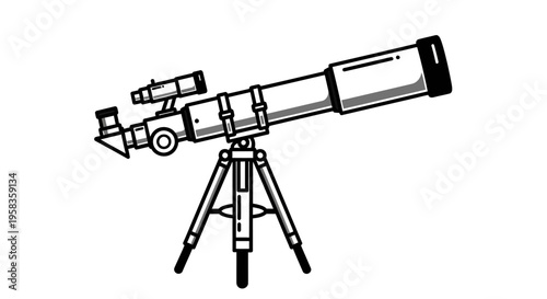 Telescope on a tripod for viewing stars and planets.