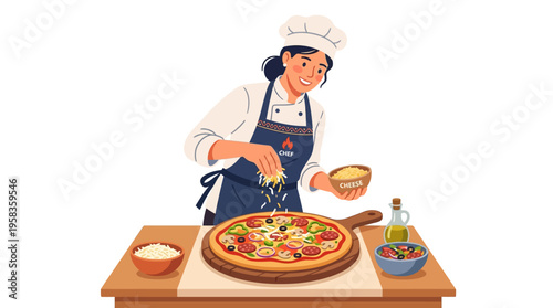 Skilled Chef Expertly Prepares Delicious Pizza To Perfection.