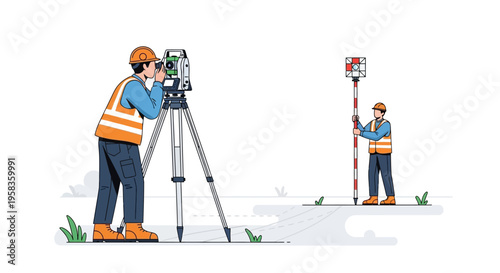 Surveyors using modern equipment for precise land measurement.