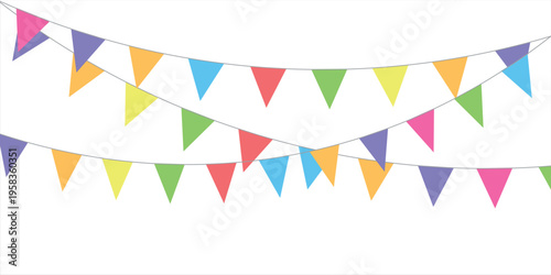 Colorful watercolor carnival garland with flag. Decorative colorful party pennants for birthday celebration, festival decor. Colorful bunting flags. vector illustration