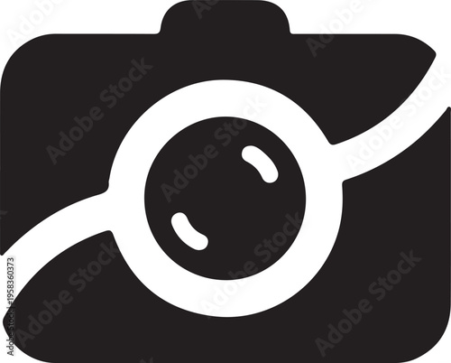 Digital Camera Icon with Lens Focus Abstract Line Graphic Minimalist Style
