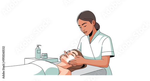 Skilled esthetician applying facial mask to client in spa setting.