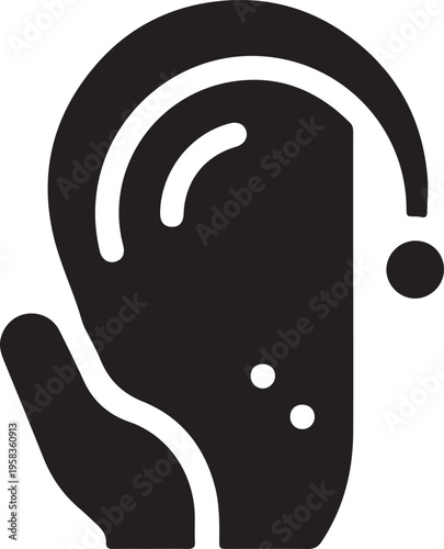 Human Ear with Piercing and Stud Detail Close-up Profile View Minimalist Iconography