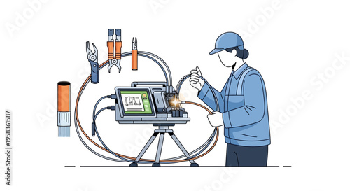 Technician working with advanced diagnostic equipment and tools.