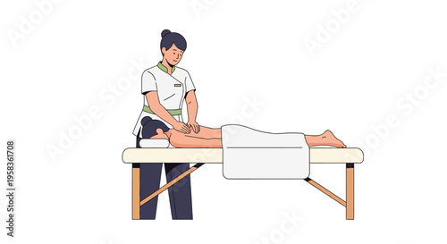 Therapist giving massage to client on a massage table.