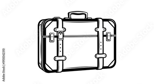 Vintage Suitcase Outline Illustration Ready for Travel and Adventure.